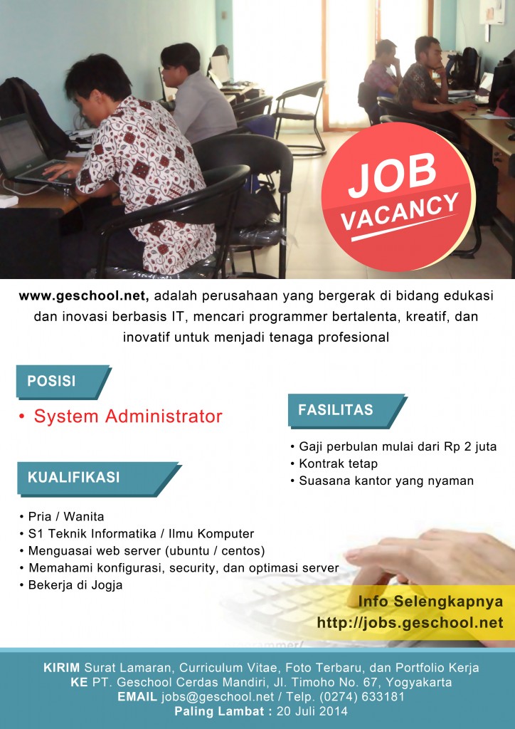 Job Vacancy - Sys Admin